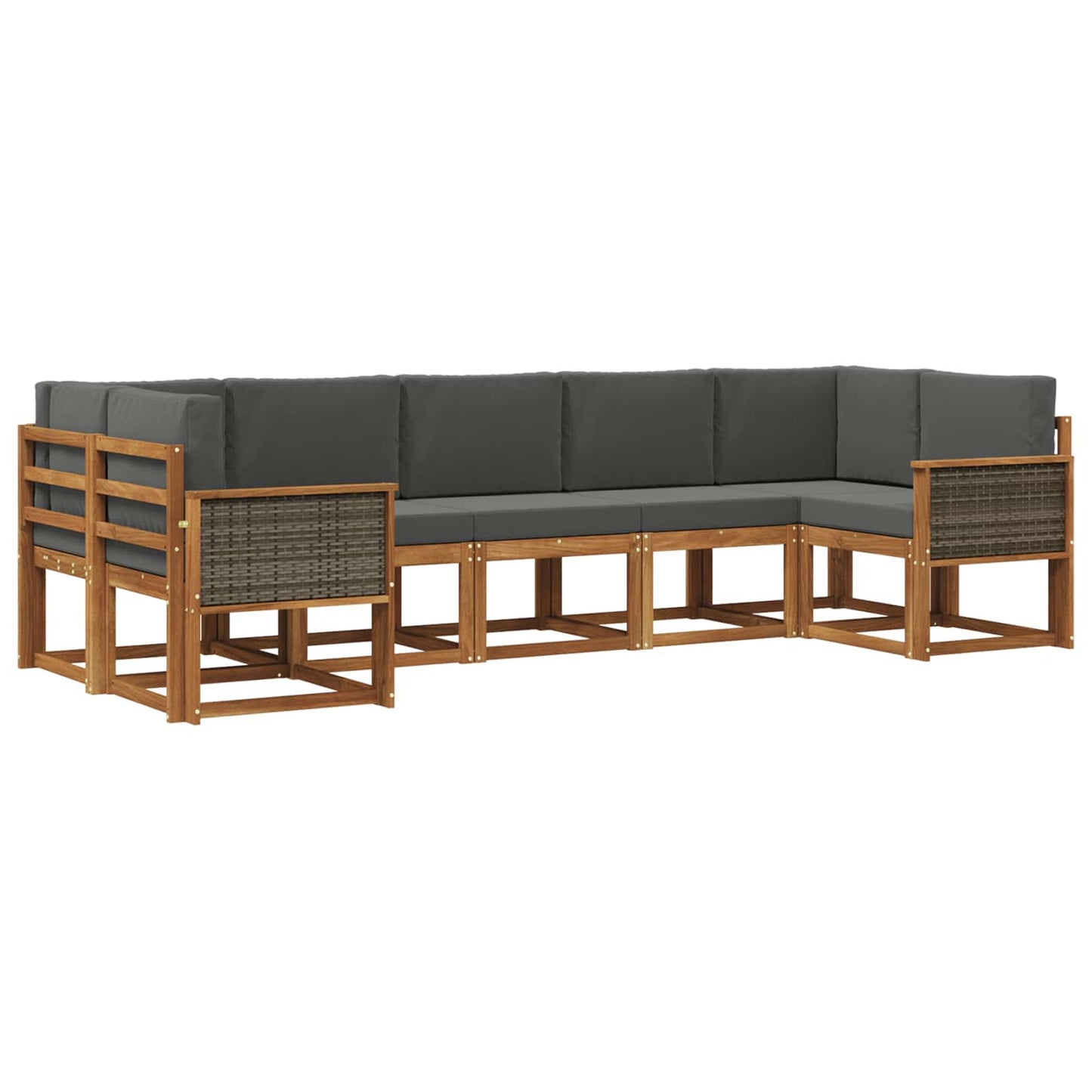 Set di divani da esterno 7 pz Naturale e Antracite