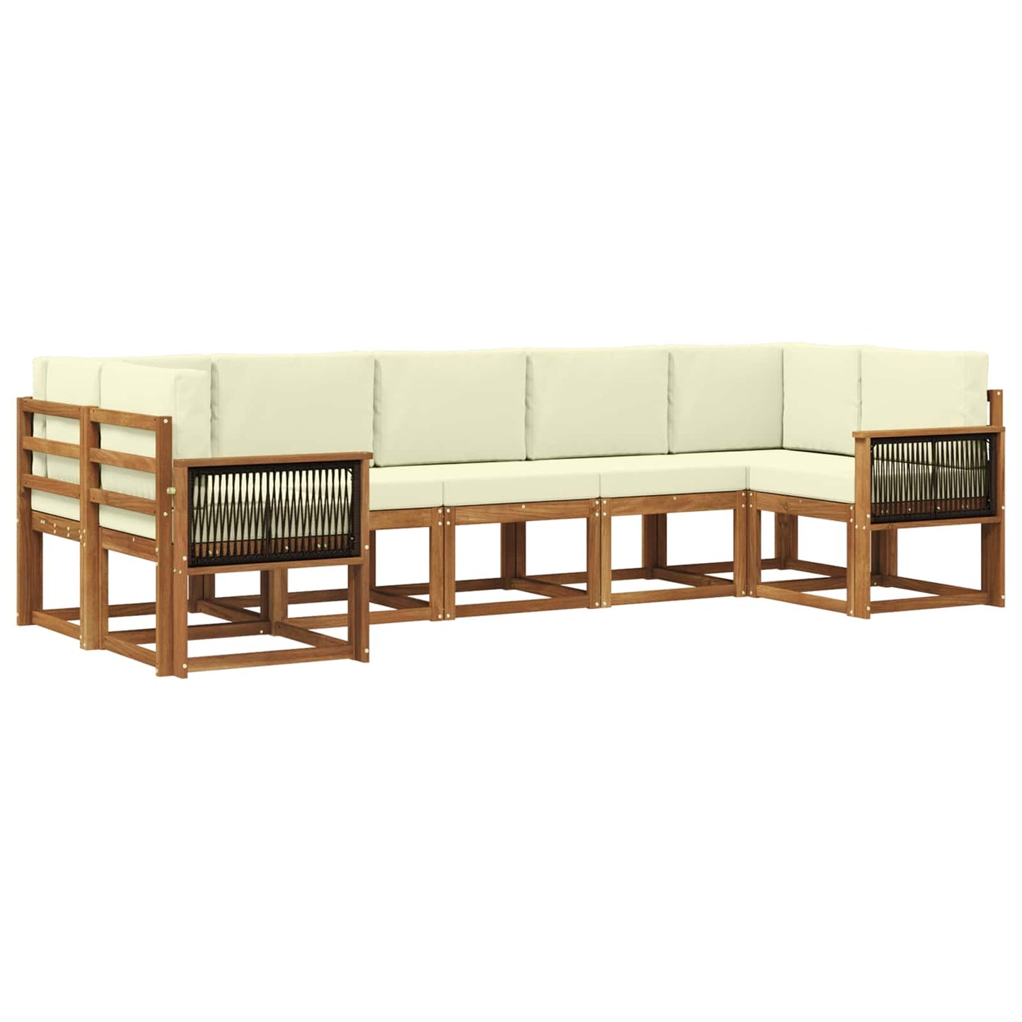 Set di divani da esterno con cuscino 7 pcs Naturale e Crema