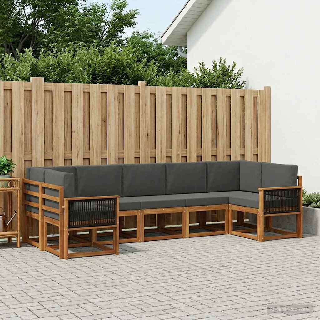 Set di divani da esterno con cuscino 7 pcs Naturale e Antracite