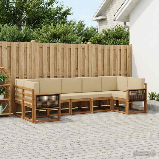 Set di divani da esterno con cuscino 7 pcs Naturale e Beige
