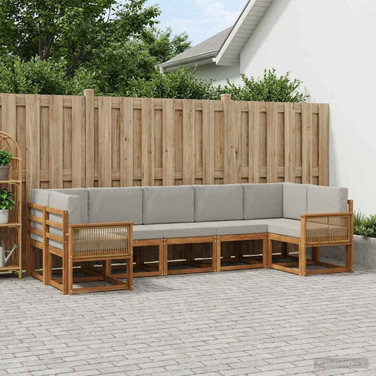 Set di divani da esterno 7 pcs Naturale e Grigio Chiaro