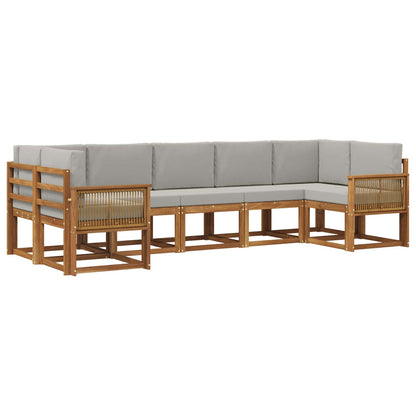 Set di divani da esterno 7 pcs Naturale e Grigio Chiaro