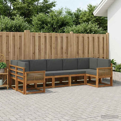 Set di divani da esterno con cuscino 7 pcs Naturale e Antracite