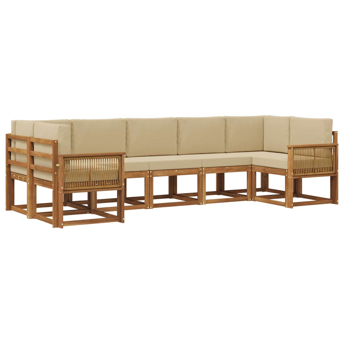 Set di divani da esterno 7 pz Naturale e Beige
