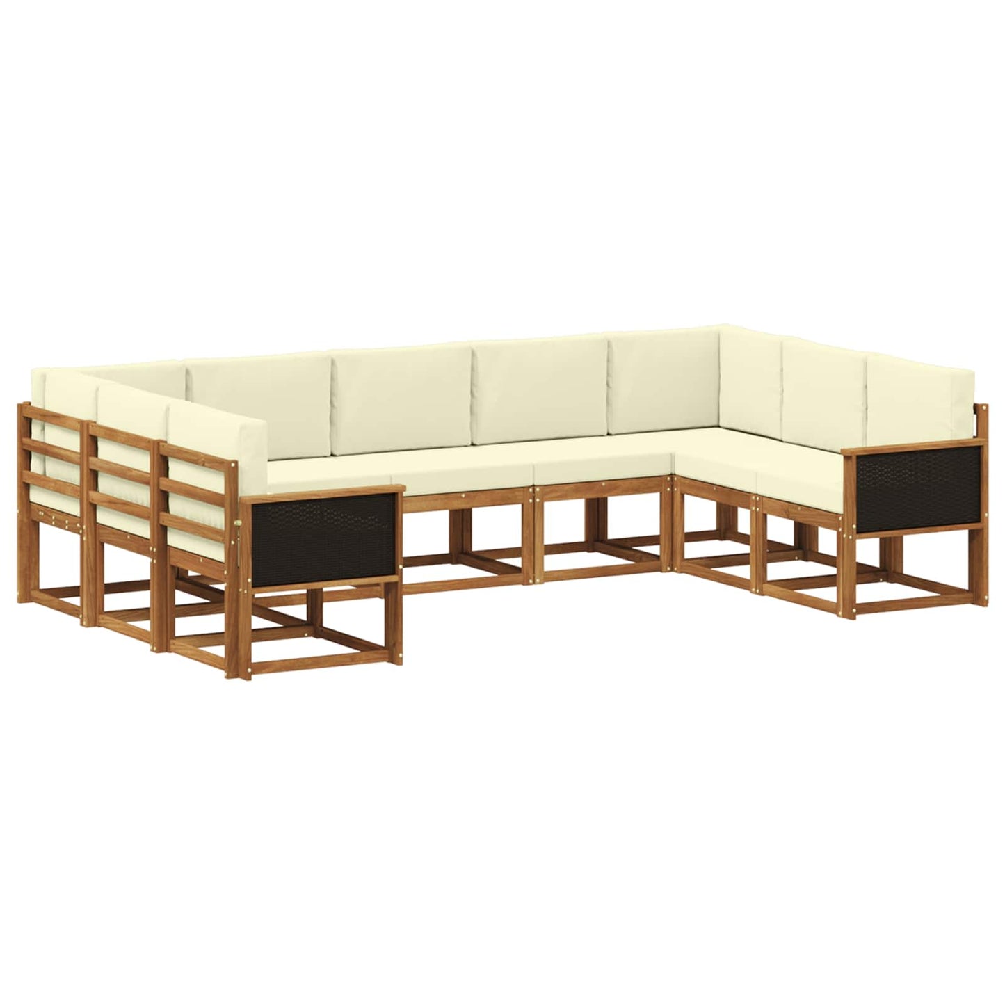 Set di divani da esterno con cuscino 9 pcs Naturale e Crema