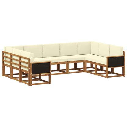Set di divani da esterno con cuscino 9 pcs Naturale e Crema
