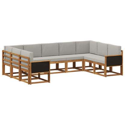 Set di divani da esterno 9 pcs Naturale e Grigio Chiaro