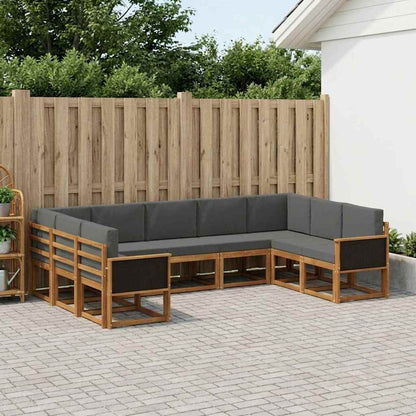 Set di divani da esterno con cuscino 9 pcs Naturale e Antracite