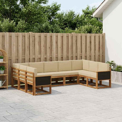 Set di divani da esterno con cuscino 9 pcs Naturale e Beige