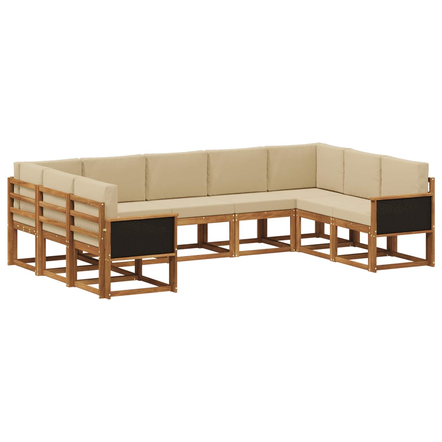 Set di divani da esterno con cuscino 9 pcs Naturale e Beige