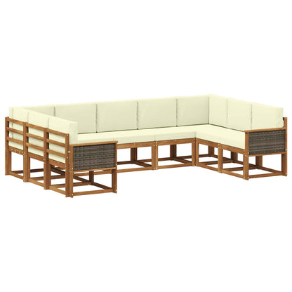 Set di divani da esterno 9 pz Naturale e Crema