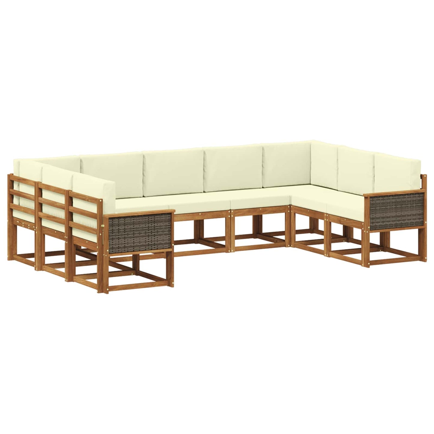 Set di divani da esterno con cuscino 9 pcs Naturale e Crema