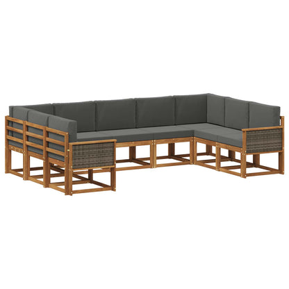 Set di divani da esterno 9 pz Naturale e Antracite
