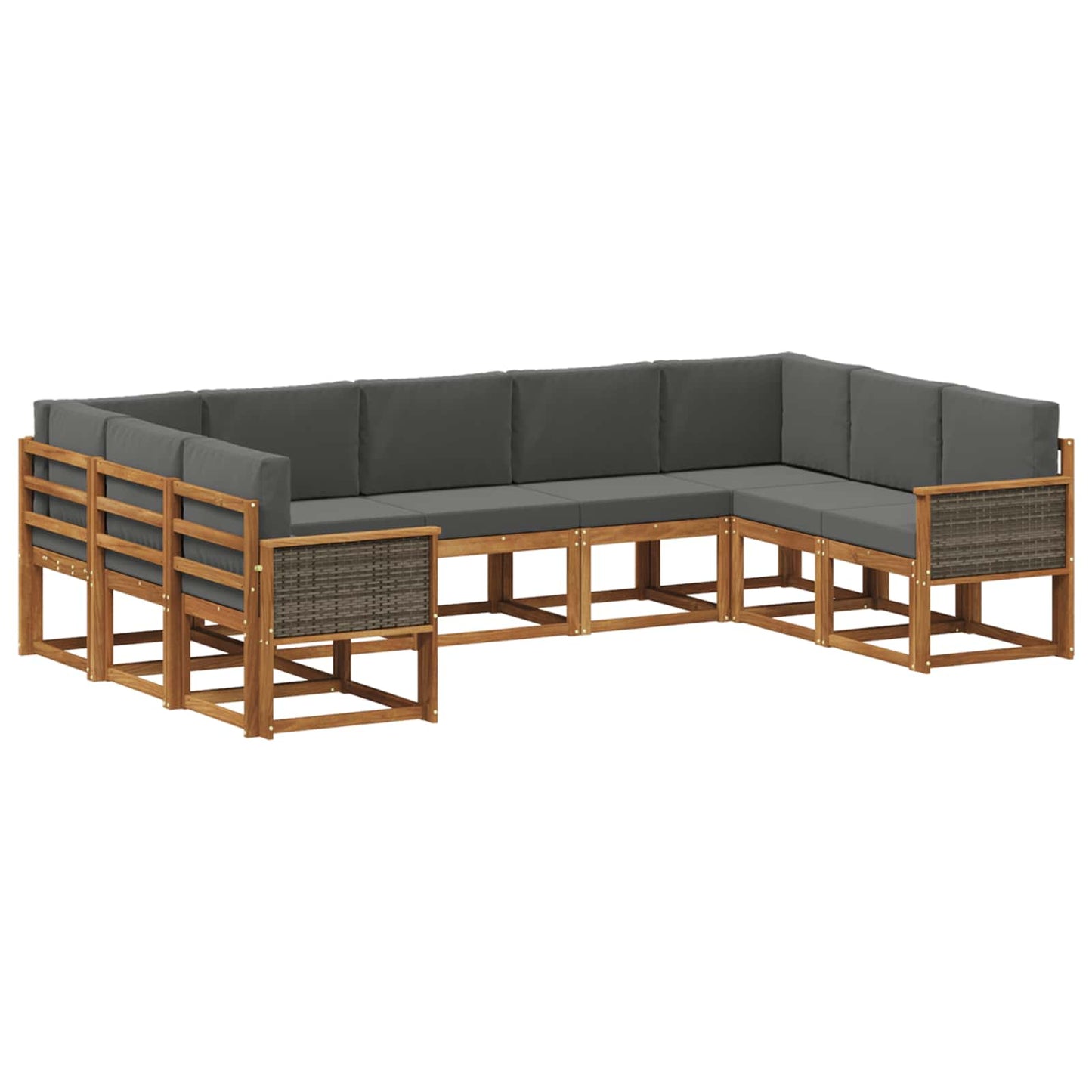 Set di divani da esterno con cuscino 9 pcs Naturale e Antracite