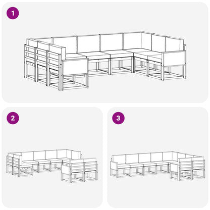Set di divani da esterno con cuscino 9 pcs Naturale e Beige