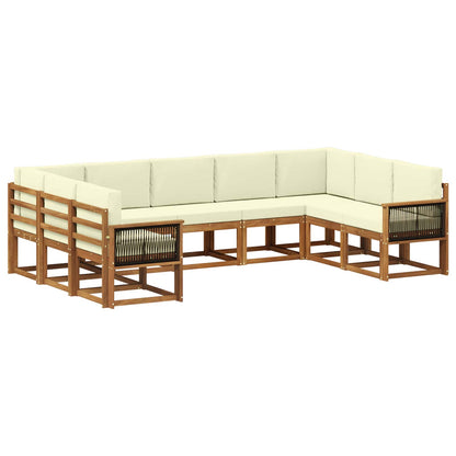 Set di divani da esterno con cuscino 9 pcs Naturale e Crema