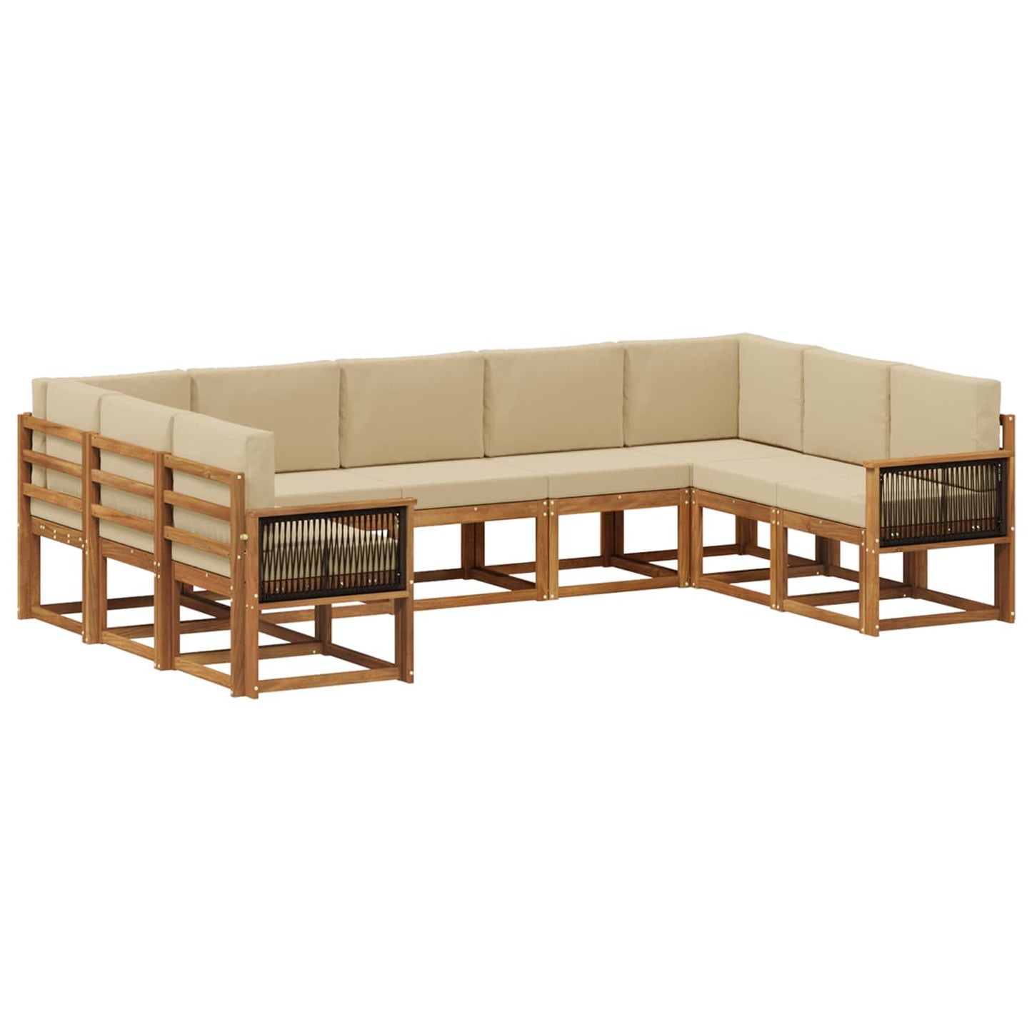 Set di divani da esterno con cuscino 9 pcs Naturale e Beige