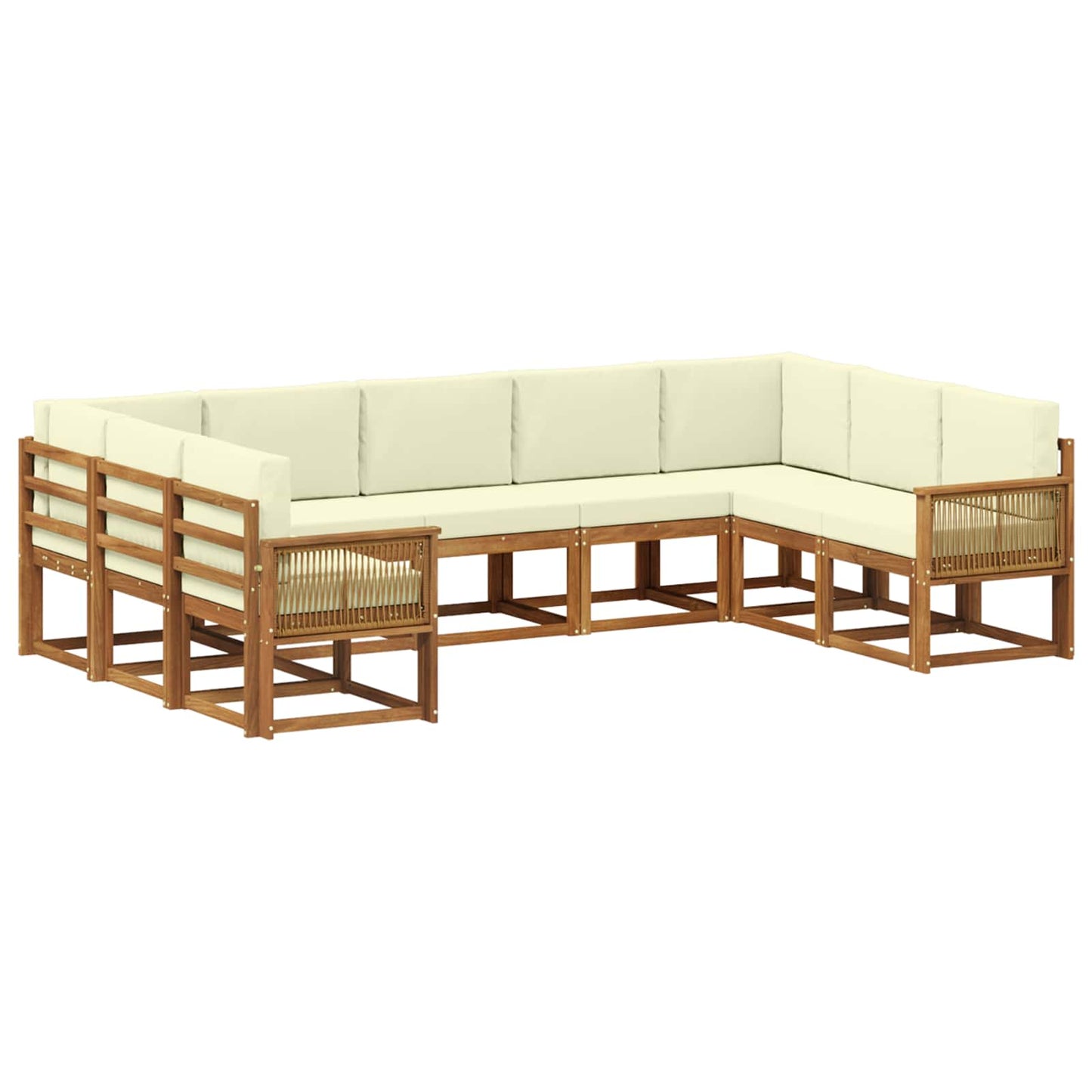 Set di divani da esterno 9 pz Naturale e Crema