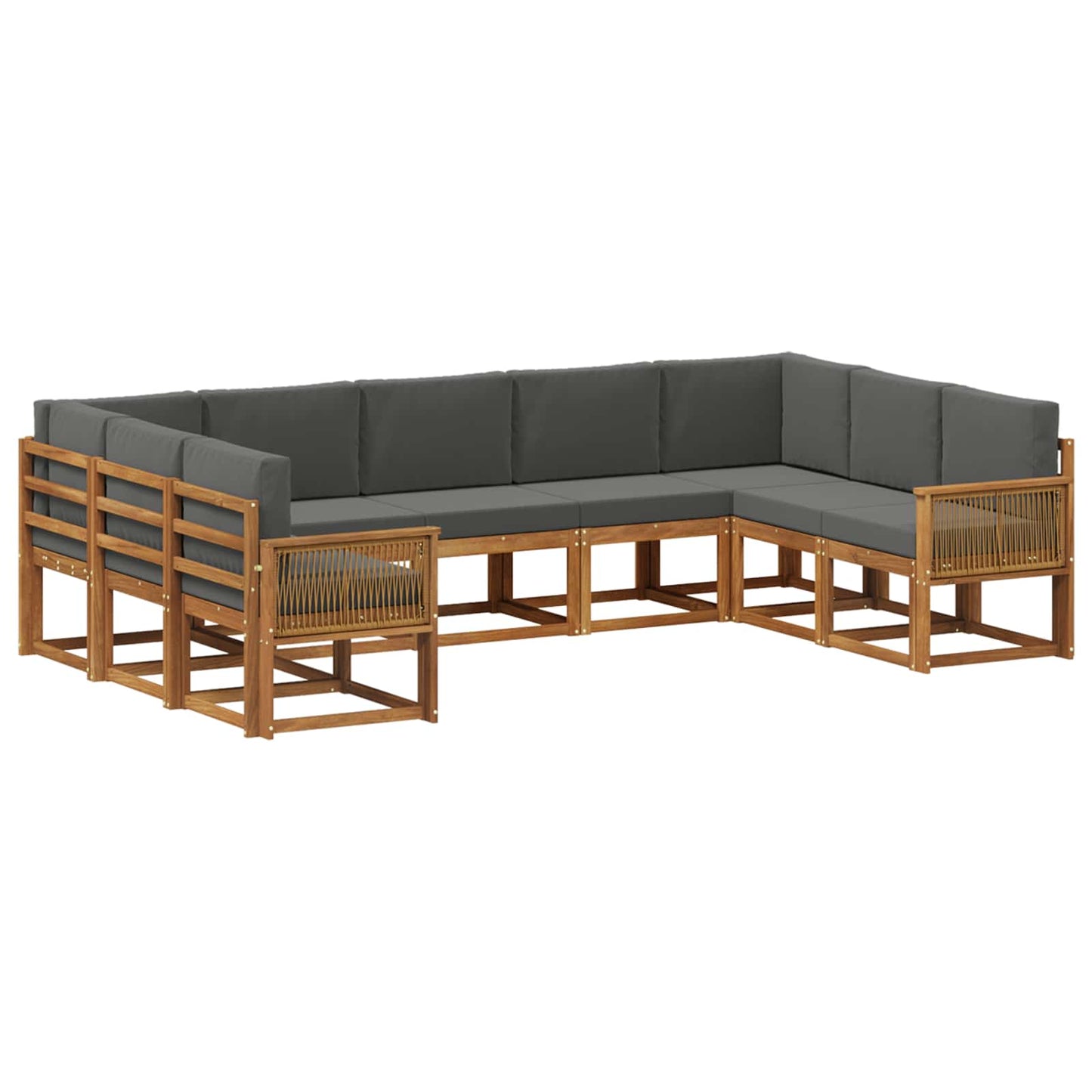 Set di divani da esterno 9 pz Naturale e Antracite