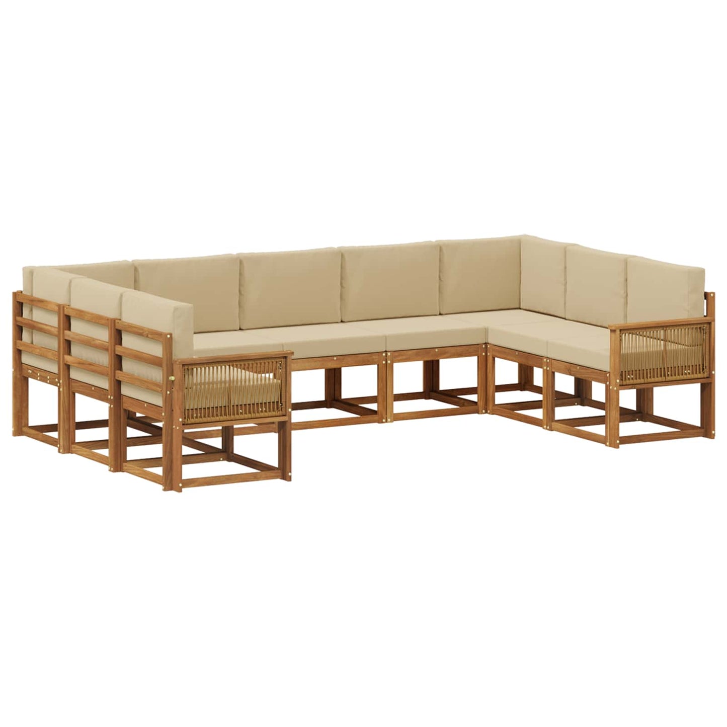 Set di divani da esterno con cuscino 9 pcs Naturale e Beige