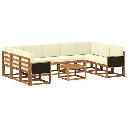 Set di divani da esterno 10 pz Naturale e Crema