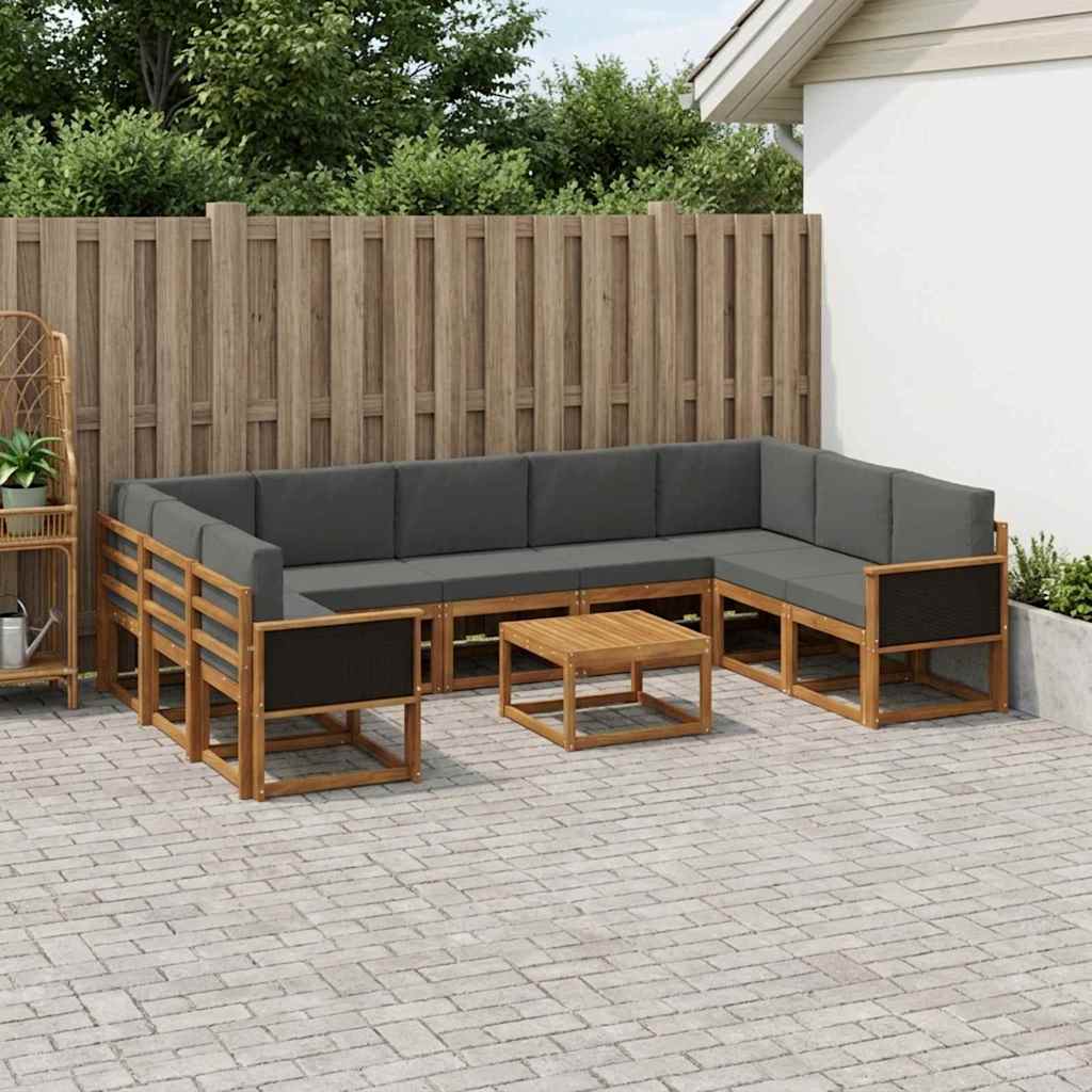 Set di divani da esterno 10 pcs Naturale e Antracite