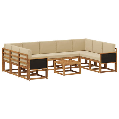 Set di divani da esterno 10 pz Naturale e Beige