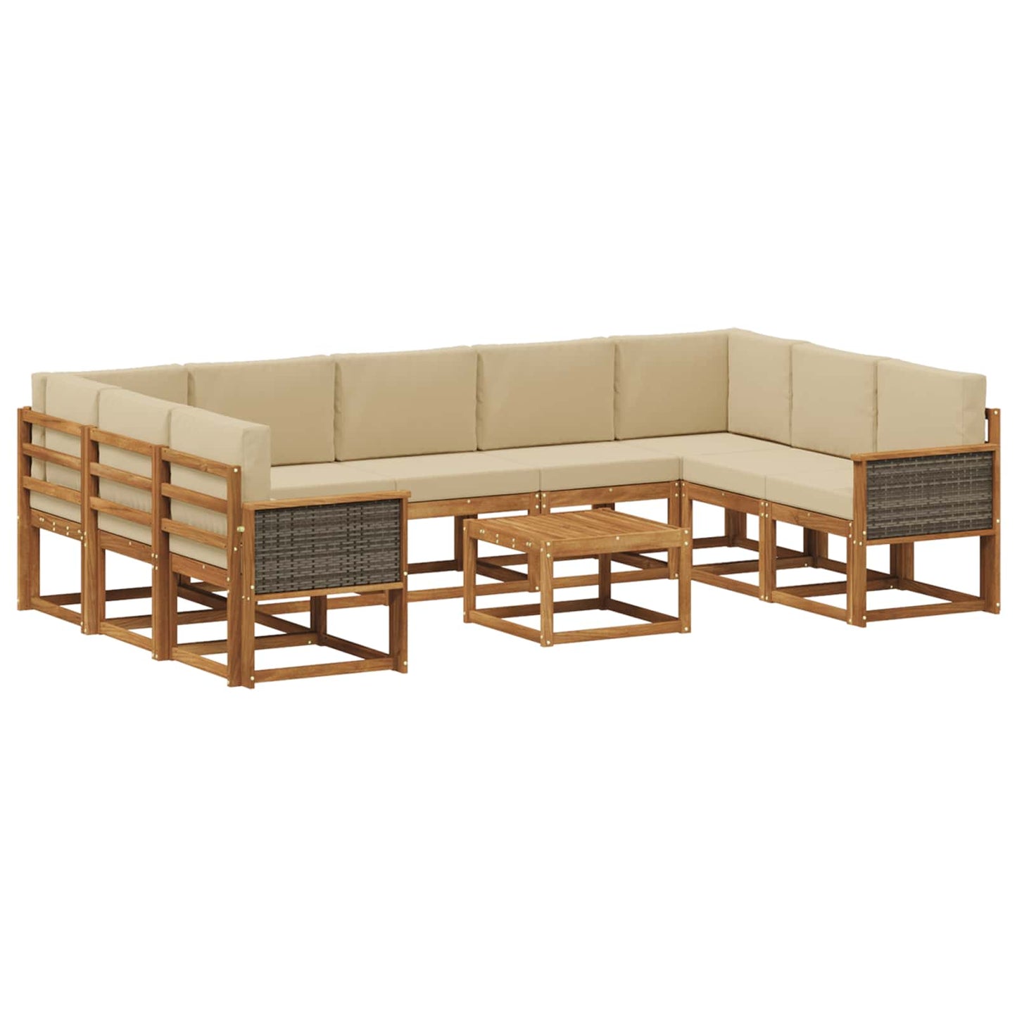 Set di divani da esterno 10 pz Naturale e Beige