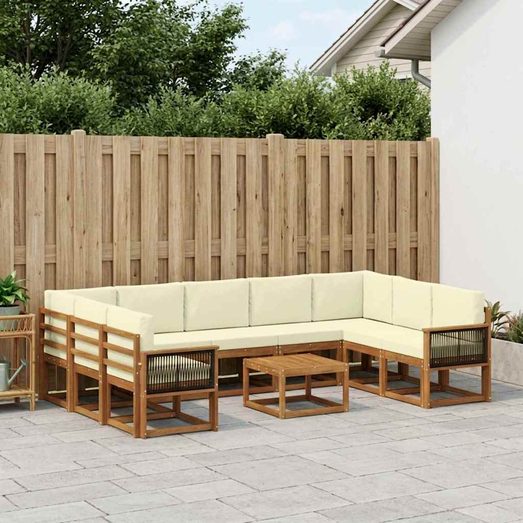 Set di divani da esterno con cuscino 10 pcs Naturale e Crema