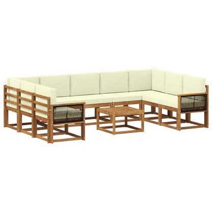 Set di divani da esterno con cuscino 10 pcs Naturale e Crema
