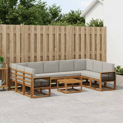 Set di divani da esterno 10 pcs Naturale e Grigio Chiaro