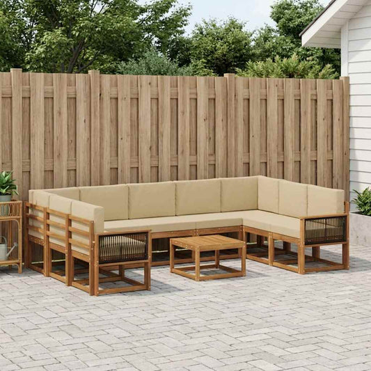 Set di divani da esterno con cuscino 10 pcs Naturale e Beige