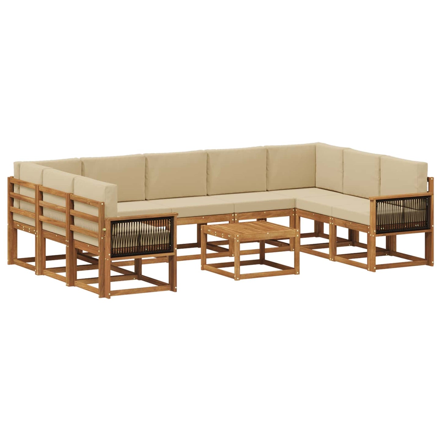 Set di divani da esterno con cuscino 10 pcs Naturale e Beige