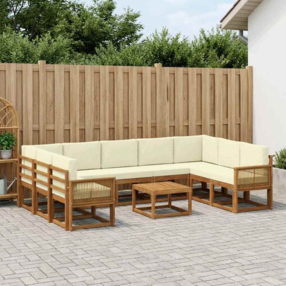 Set di divani da esterno con cuscino 10 pcs Naturale e Crema