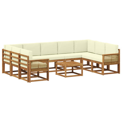Set di divani da esterno con cuscino 10 pcs Naturale e Crema