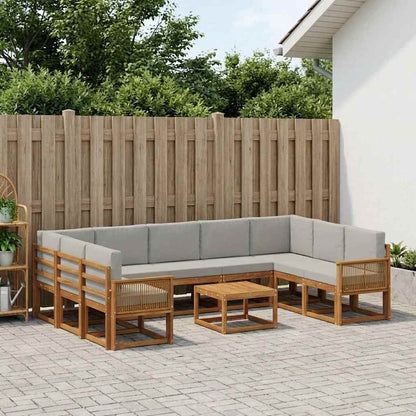 Set di divani da esterno 10 pcs Naturale e Grigio Chiaro