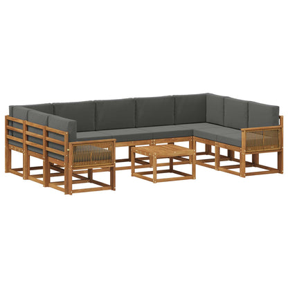Set di divani da esterno 10 pz Naturale e Antracite