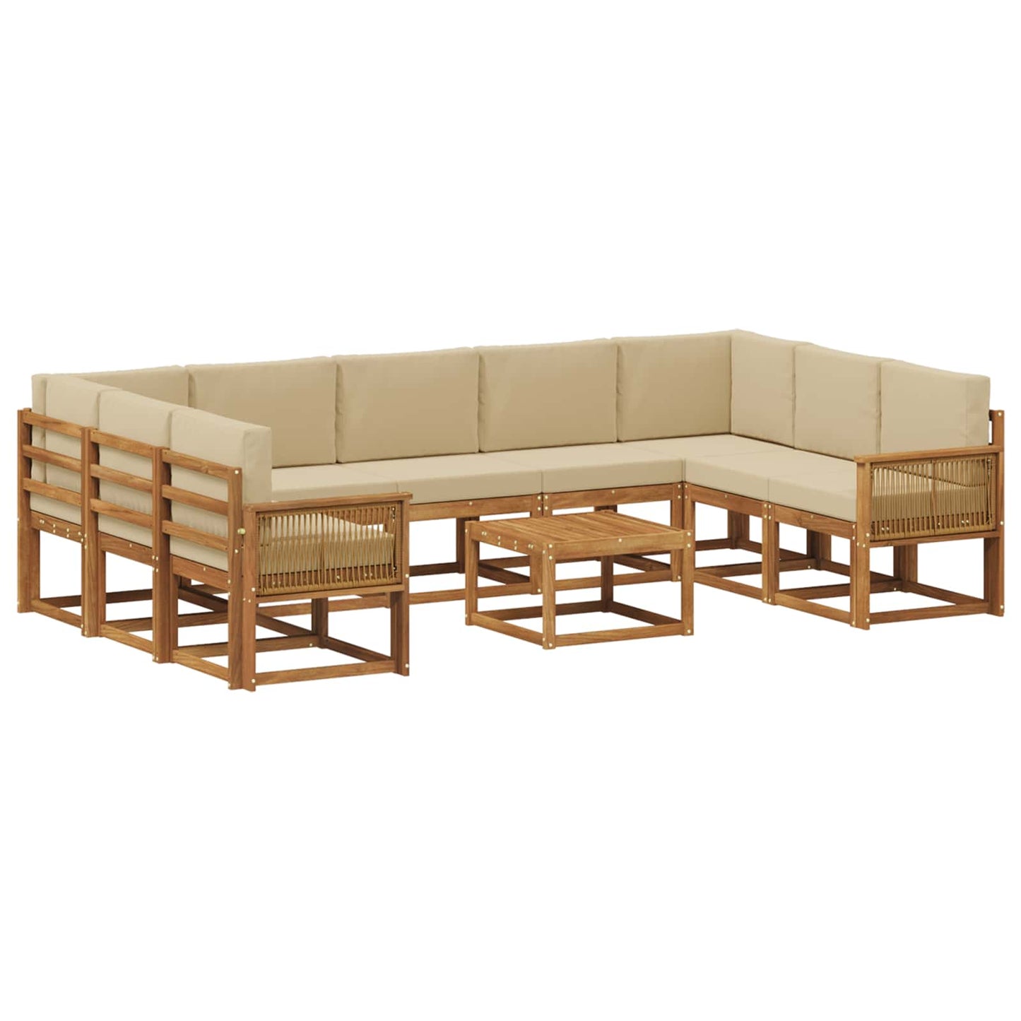 Set di divani da esterno con cuscino 10 pcs Naturale e Beige