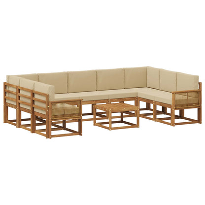 Set di divani da esterno con cuscino 10 pcs Naturale e Beige