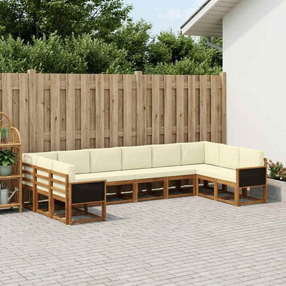 Set di divani da esterno con cuscino 10 pcs Naturale e Crema