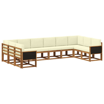 Set di divani da esterno 10 pz Naturale e Crema