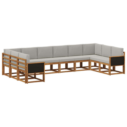 Set di divani da esterno 10 pcs Naturale e Grigio Chiaro