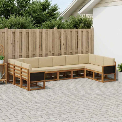 Set di divani da esterno con cuscino 10 pcs Naturale e Beige