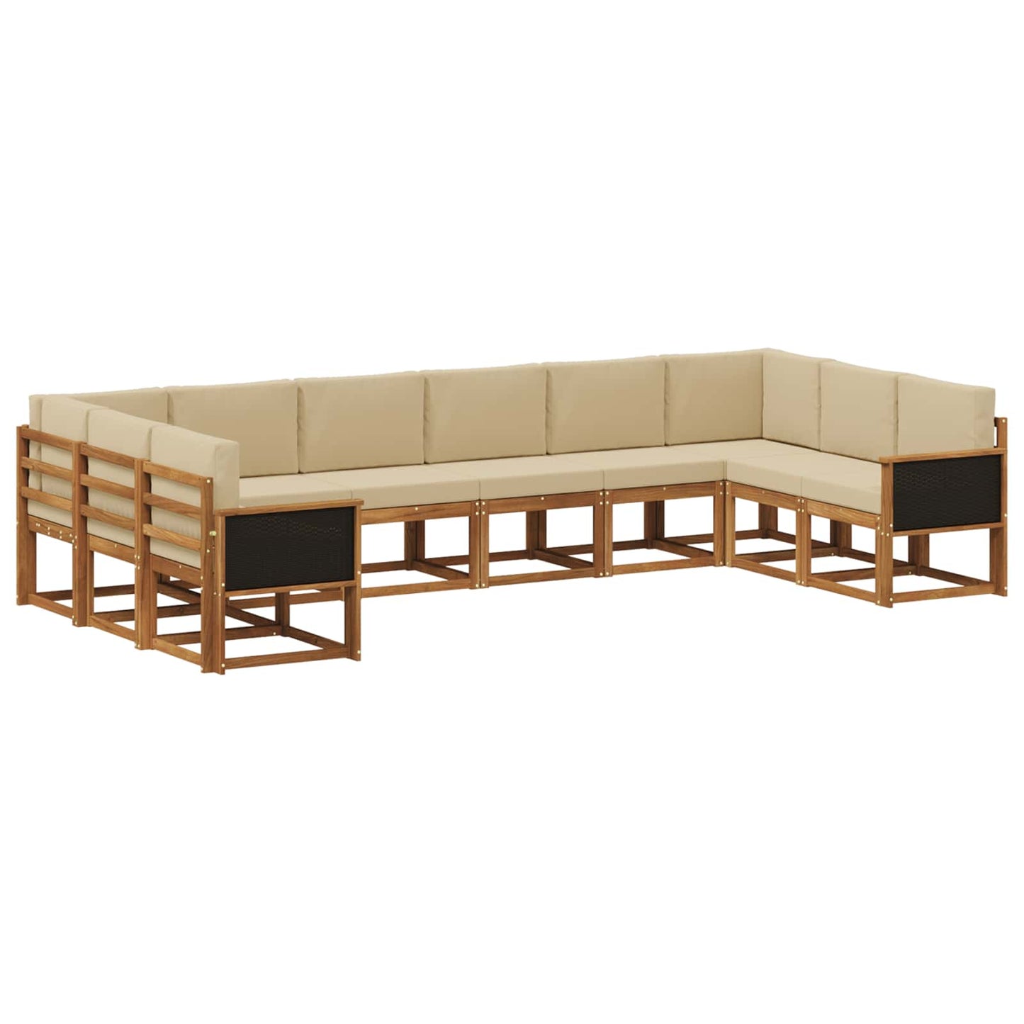 Set di divani da esterno 10 pz Naturale e Beige