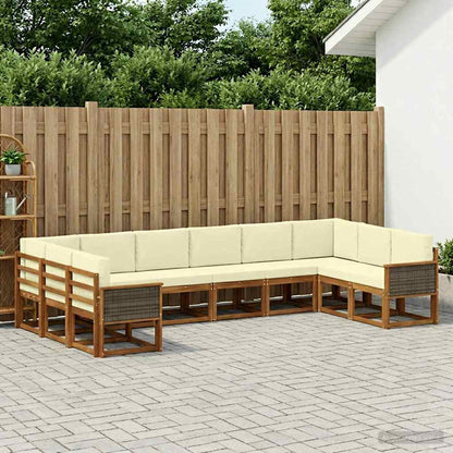 Set di divani da esterno con cuscino 10 pcs Naturale e Crema