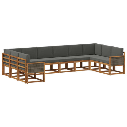 Set di divani da esterno 10 pz Naturale e Antracite