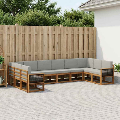 Set di divani da esterno 10 pcs Naturale e Grigio Chiaro