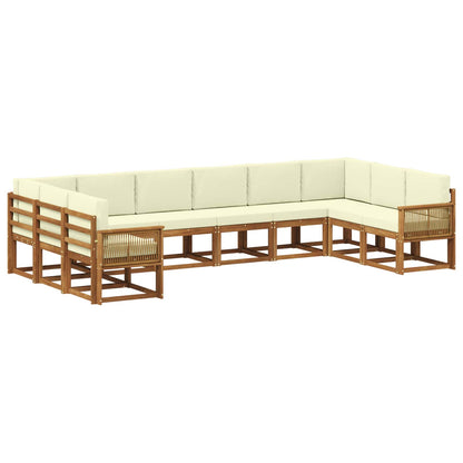 Set di divani da esterno con cuscino 10 pcs Naturale e Crema
