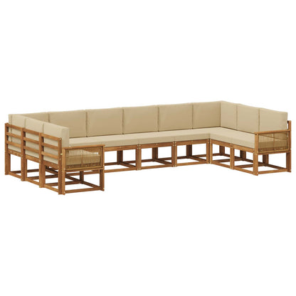 Set di divani da esterno con cuscino 10 pcs Naturale e Beige