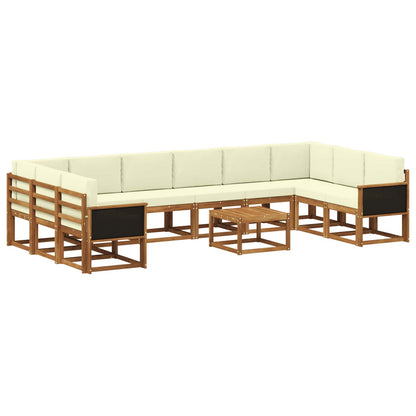 Set di divani da esterno 11 pz Naturale e Crema